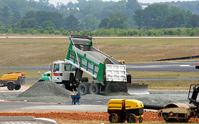 truck loaded with road pavement